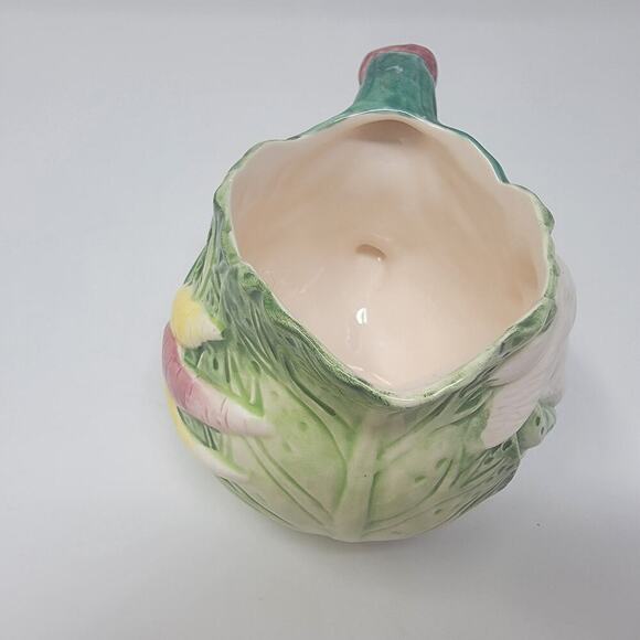 Vintage Bunny Lane By Strata White Rabbit Green Cabbage Easter Tea Pot W/ Lid - Picture 11 of 16